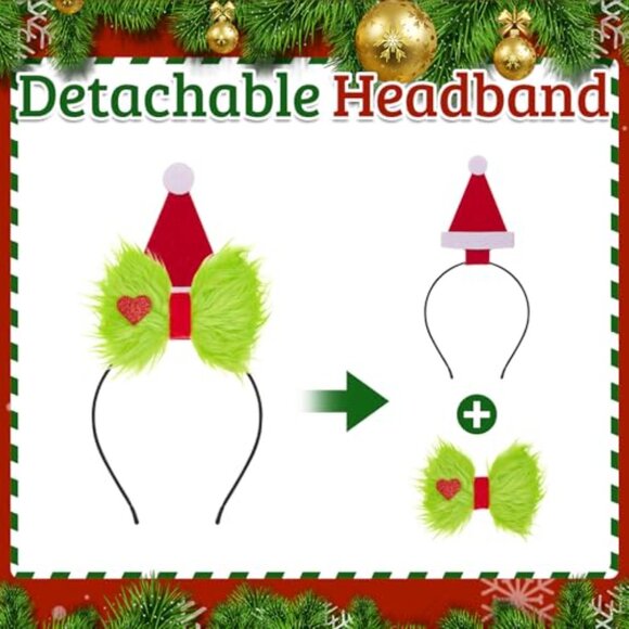 Festive Headband with Detachable Hair Bow Clip - Soft Holiday Accessory Set - Picture 6 of 8